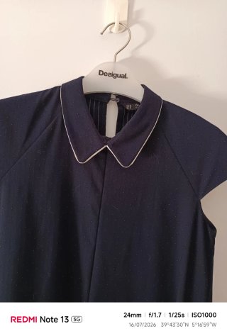 Vestido azul Zara con cuello bebé