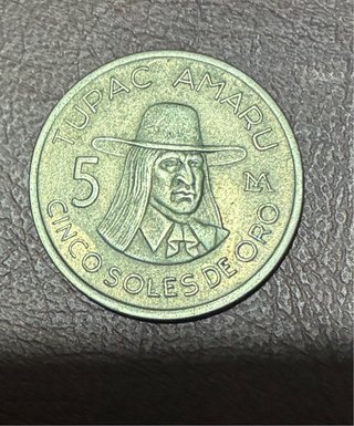 Moneda 5 Soles de Oro Tupac Amaru