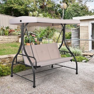 Hamaca de patio convertible de 3 plazas con cubier