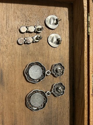 Pendientes Vintage, Plata con Piedras Azules y Roj