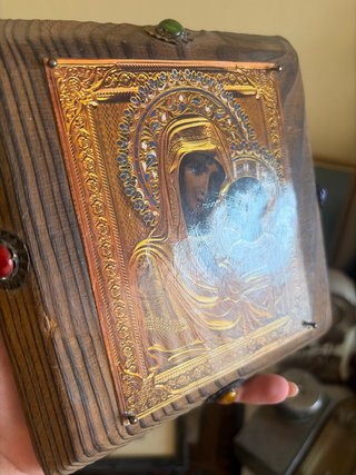 Icono Ortodoxo Virgen de Kazán Madera 17x17 cm