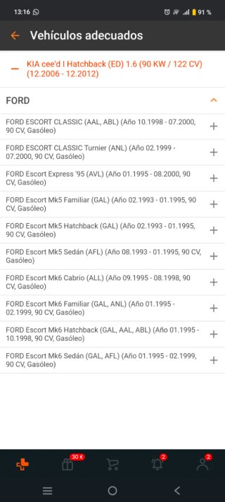Ford Escort Mk7 Silencioso intermedio