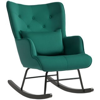 Sillón mecedora de terciopelo con respaldo alto y