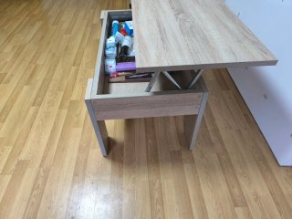 Mesa elevable de salón madera