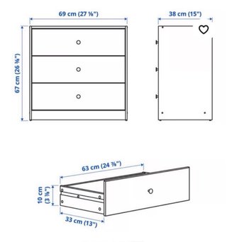 Cómoda IKEA GURSKEN 3 cajones beige 69x67cm