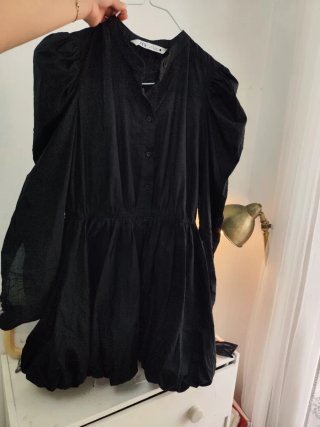 Vestido negro lino y algodón