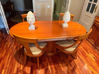 4 Sillas Comedor Madera Tapizadas color Beige