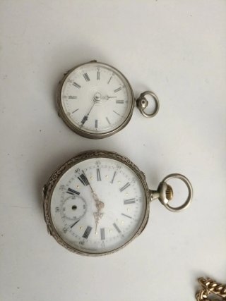 2 Relojes de Bolsillo Plata