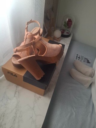 Zapatos de tacón beige/rosa mujer