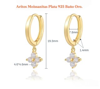 Pendientes Arito Plata Moissanitas.