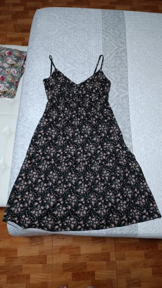 Vestido Verano Flores Negro Rosa