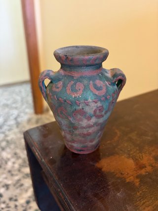 Mini ánfora decorativa con asas