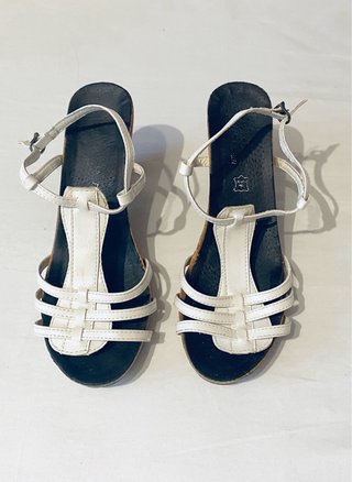 Marypaz - Sandalias blancas (cuña) piel talla 38