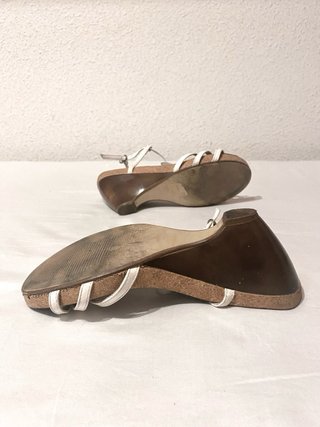 Marypaz - Sandalias blancas (cuña) piel talla 38