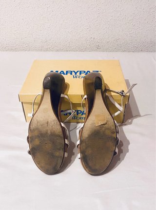 Marypaz - Sandalias blancas (cuña) piel talla 38