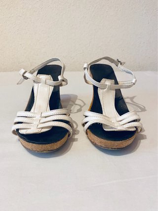 Marypaz - Sandalias blancas (cuña) piel talla 38