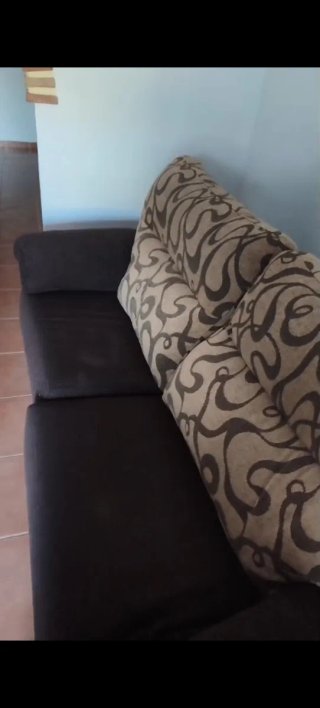Sofá Cama Tela Beige y Marrón