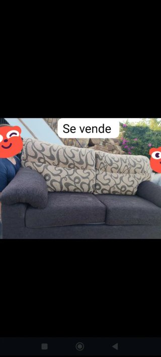 Sofá Cama Tela Beige y Marrón