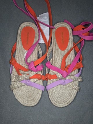 Sandalias Esparto naranjas y rosas T.40