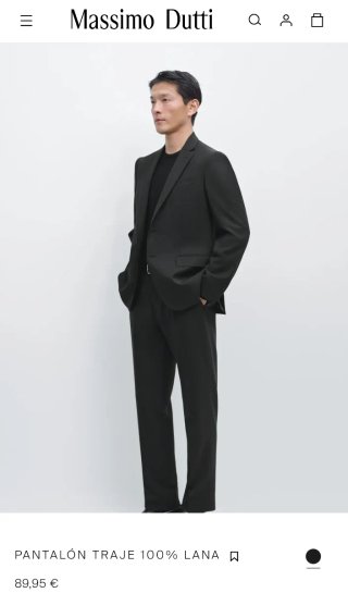 Pantalón Lana Massimo Dutti Talla 42 Negro