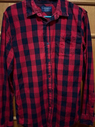 Camisa de cuadros Pull&Bear roja y negra Talla M