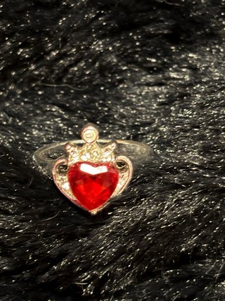 Anello Cuore Rosso e Argento