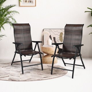 4 sillas plegables con brazos anchos de ratán, sil