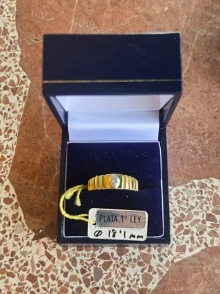 Anello in Argento 925 Dorato con Zircone Taglia 18.1mm