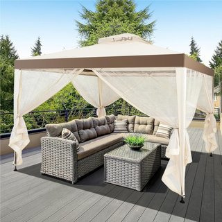 Gazebo de Doble Techo con Mosquitera Protege de la