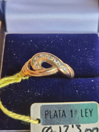 Anillo Plata 925 Dorado Circonitas Talla 17.7mm
