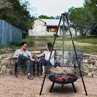 Horno exterior, parrilla de camping con trípode y