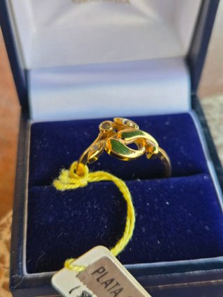 Anillo Plata 925 Dorado Circonitas Talla 17.7mm