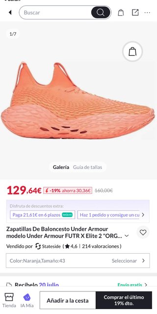 Zapatillas Under Armour Naranja Talla 43 T