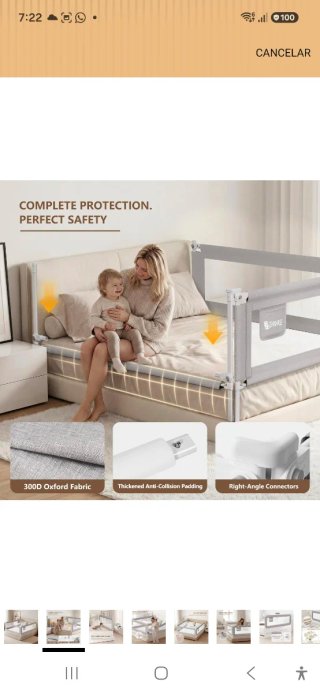 Barrera seguridad cama 1.80m x 76cm