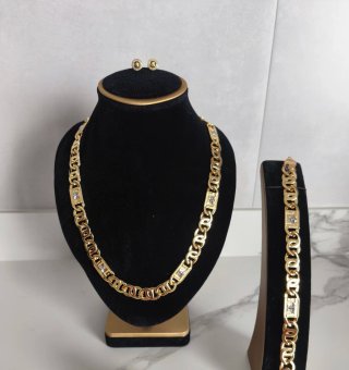 Cadena Medusa Chapada Oro 18k con Circonitas
