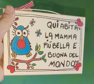 Due targhe artigianali in legno e ceramica MAMMA