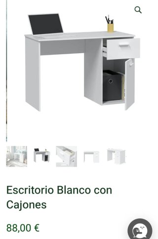 Escritorio blanco con cajones. En perfecto estado.