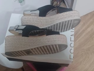 Sandalias Americanas Cruzadas Negro/Plata