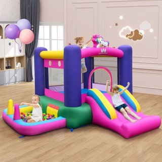 Castillo hinchable para niños con tobogán, piscina