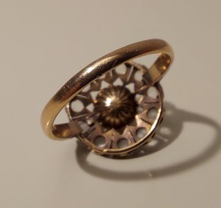 Anillo oro 14k de 1880 con 11 zafiros y perla anti