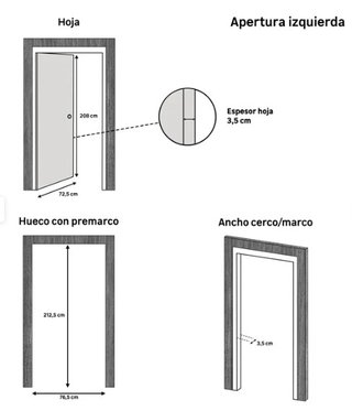 Puerta interior abatible enrasada sin marco