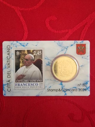VATICANO n. 4 Stamp&Coin Card 0,50€ 2024 Francesco