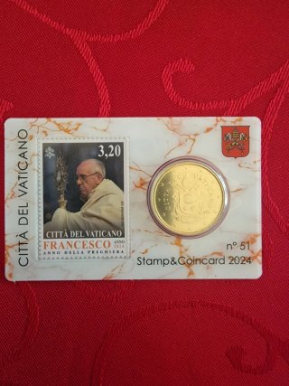 VATICANO n. 4 Stamp&Coin Card 0,50€ 2024 Francesco