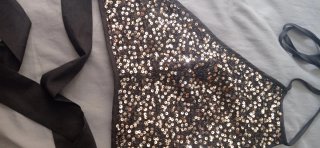 Top lentejuelas atado cuello espalda