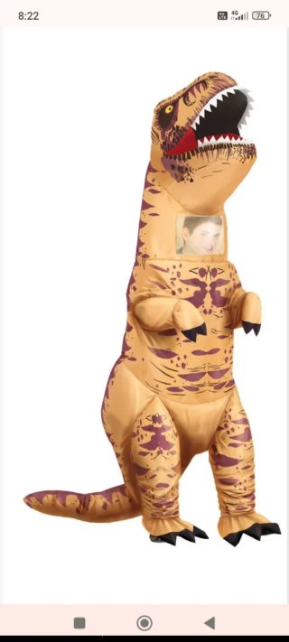 Costume gonfiabile di dinosauro per adulti