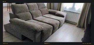 Sofá Chaise longue gris tela