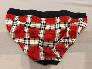 Bañador hombre cuadros negro y rojo