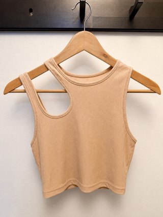 Top corto canalé beige - Talla S