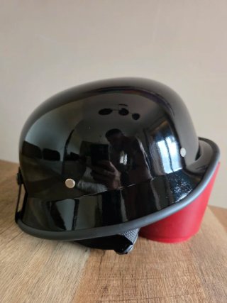 Casco moto stile tedesco nero vintage