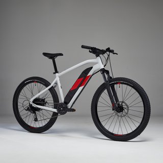 Bicicleta eléctrica MTB Rockrider E-ST 100 Blanco Rojo